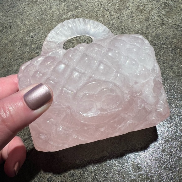 Rose Quartz Crystal Handbag Purse CC GG Quilted Chain PINK Paperweight - Picture 8 of 8